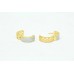 Fashion Huggies Bali Earrings yellow Gold Plated white Zircon Stones..